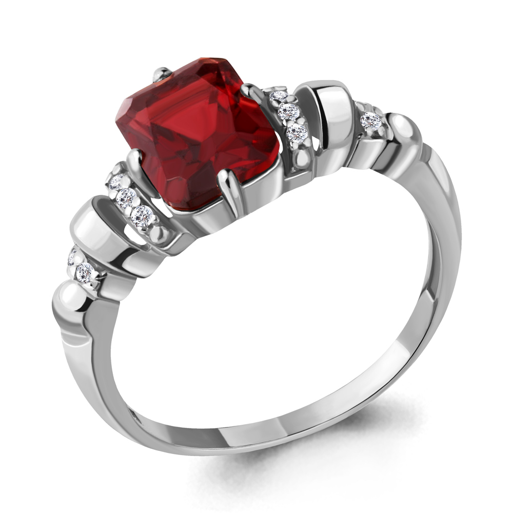 

Кольцо из серебра с гранатом р. 19 Aquamarine 6914485А_925_р, 6914485А_925_р