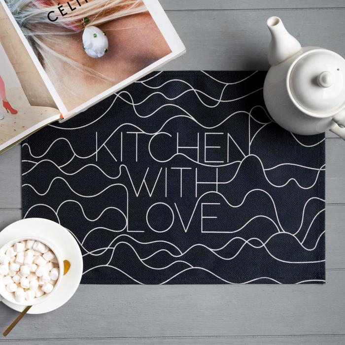 фото Салфетка на стол доляна kitchen with love, 30х45 , полиэстер 100%