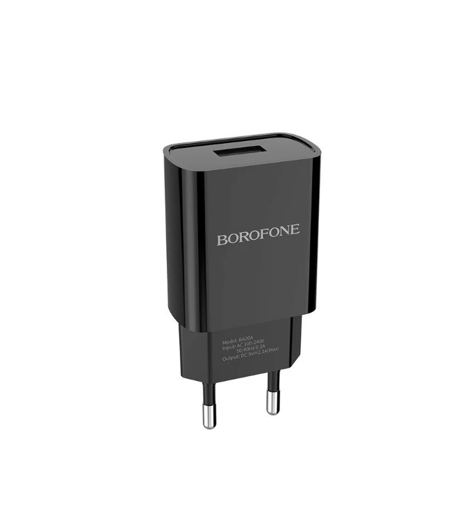  Сетевое зарядное устройство USB 2100mAh BOROFONE BA20A Sharp single port charger (Черное)