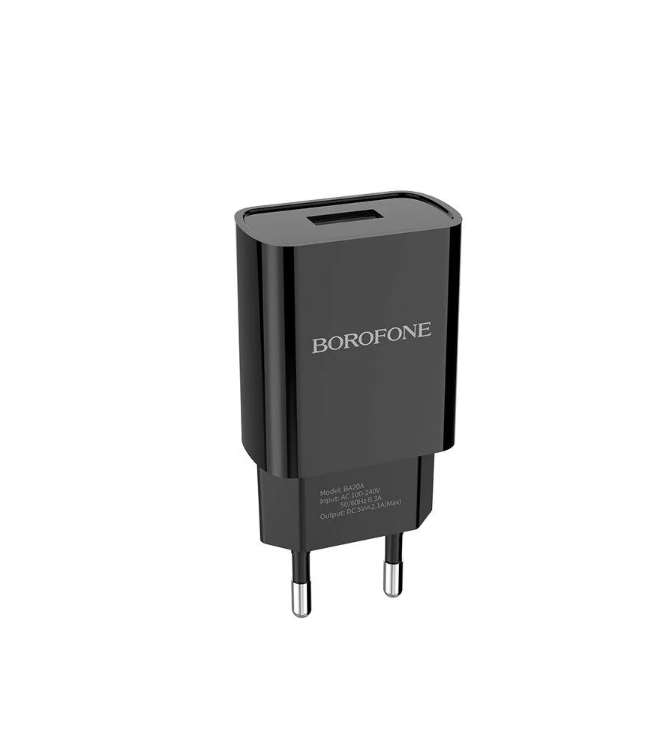 фото Сетевое зарядное устройство usb 2100mah borofone ba20a sharp single port charger (черное) bestyday