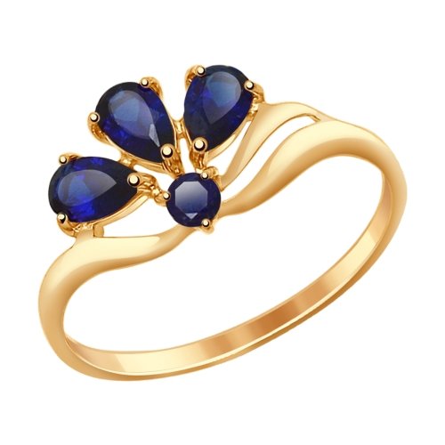 

Кольцо из желтого золота с сапфиром р. 15.5 Яхонт Ювелирный 141977, 141977