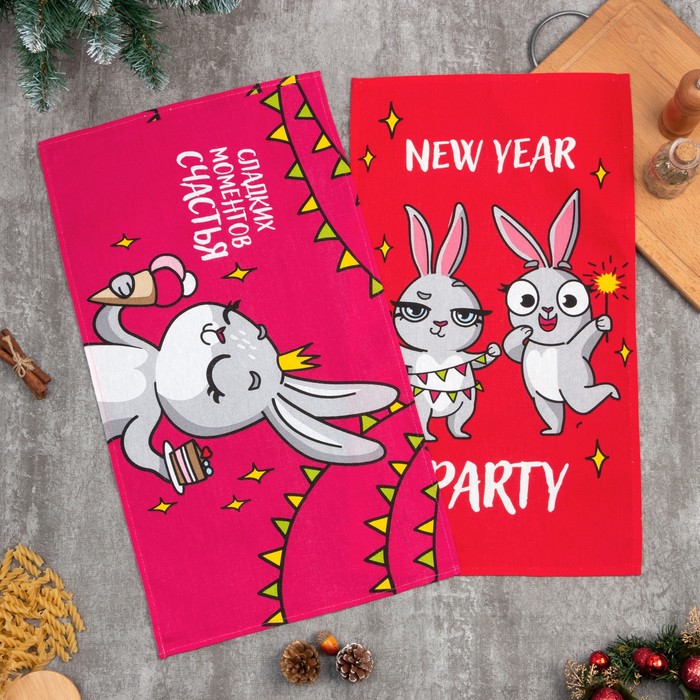 

Набор полотенец кух. Доляна New Year party 35х60 - 2 шт., 100% хл