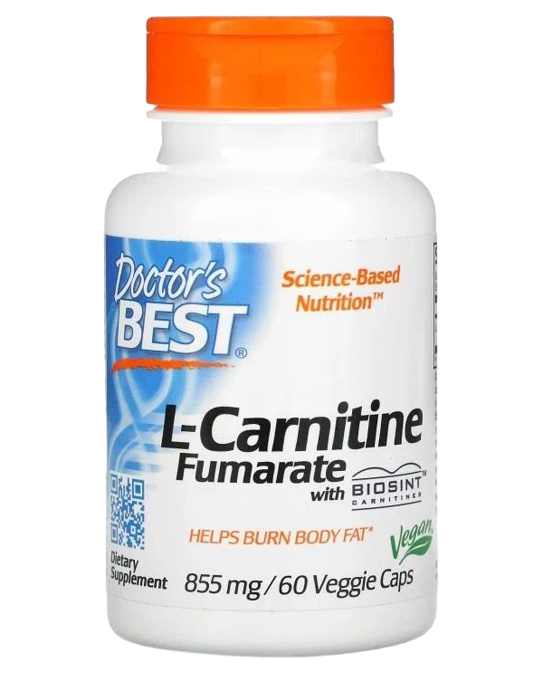 Пищевая добавка, Doctors Best, L-карнитин фумарат и Biosint, 855 мг капсулы 60 шт.
