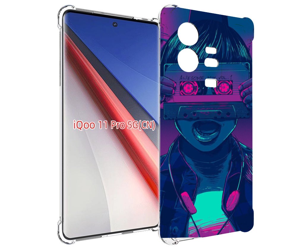 

Чехол бампер MyPads киберпанк с кассетой для Vivo iQOO 11 Pro пр..., Прозрачный, Tocco