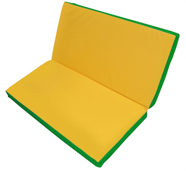 Мат гимнастический Maksi-sale складной без выреза 100х100х8 см желтый зеленый