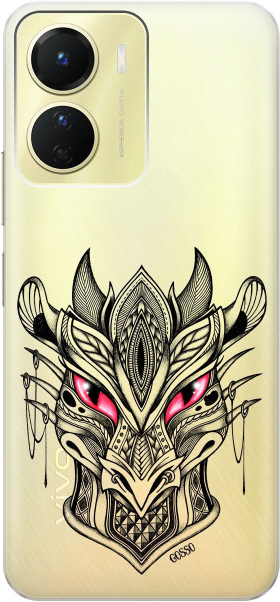 

Силиконовый чехол на Vivo Y16 с 3D принтом "Dragon" прозрачный, Прозрачный;черный, 157757