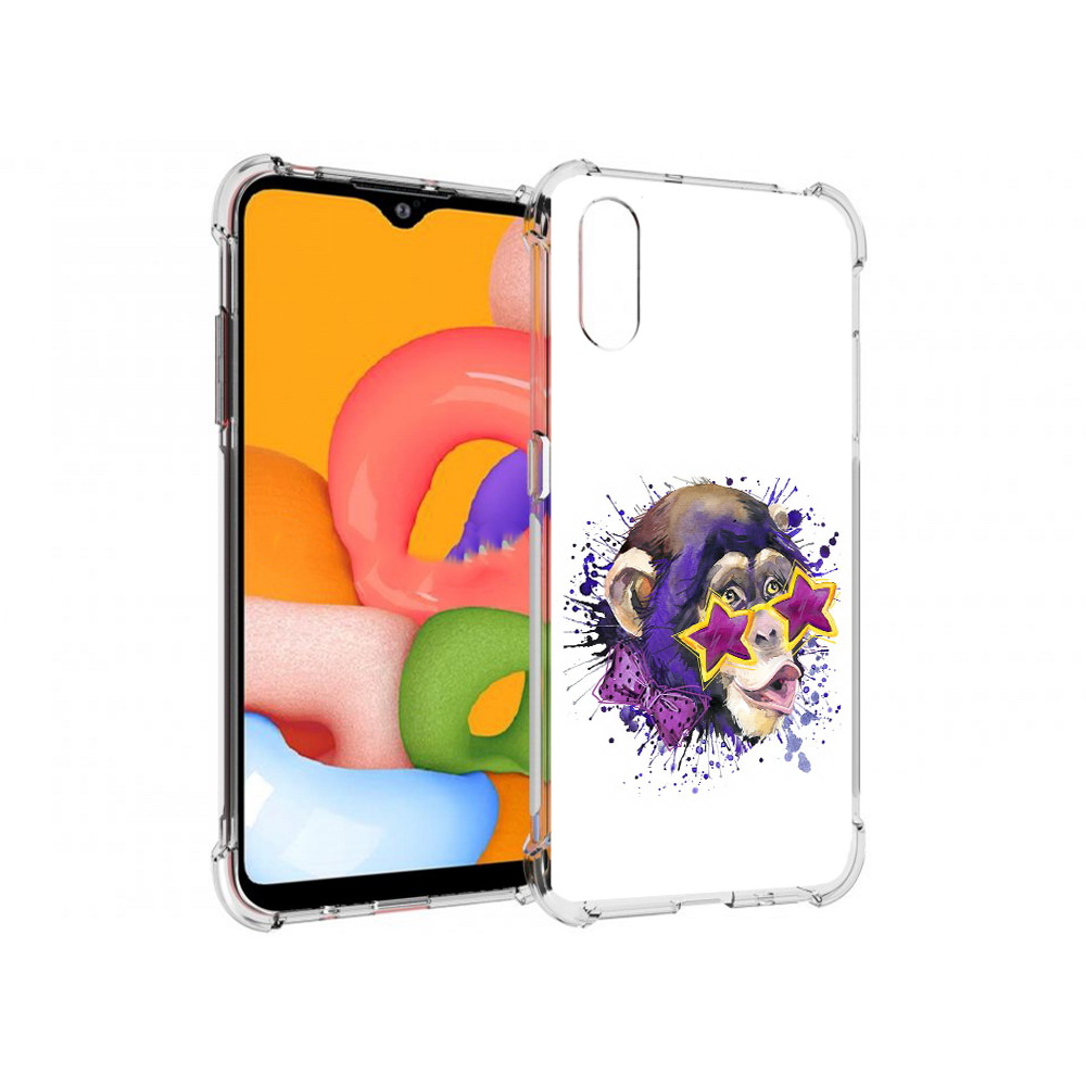 

Чехол MyPads Tocco для Samsung Galaxy A01 обезьяна в очках (PT144711.509.524), Прозрачный, Tocco
