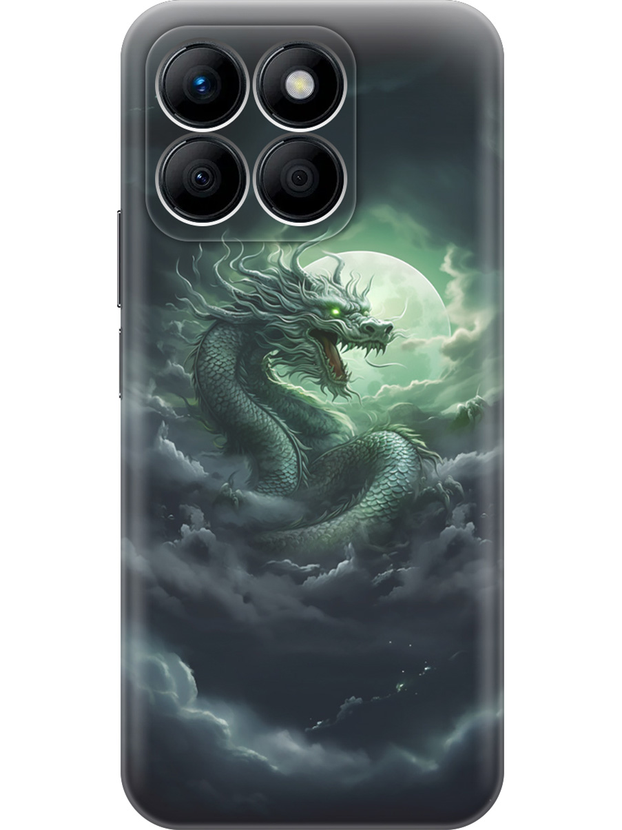 

Силиконовый чехол на Honor X8b с принтом "Дракон на фоне луны и облаков", Прозрачный;белый;зеленый;черный, 781973212