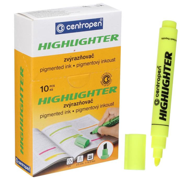 

Маркер текстовыделитель 4.6 Centropen 8852, флуоресцентный, цвет желтый (10 шт)