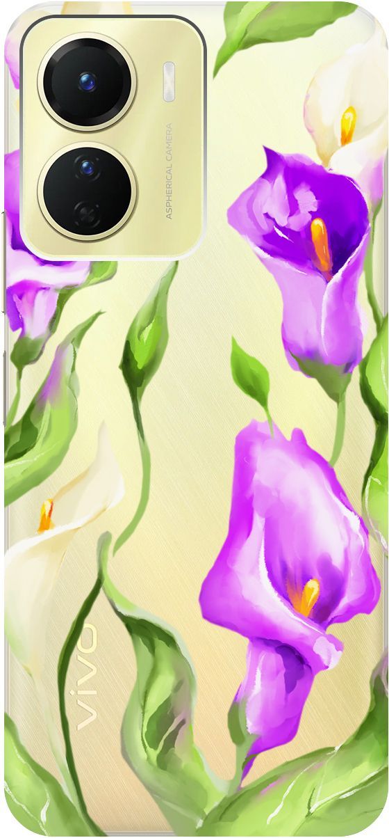 

Силиконовый чехол на Vivo Y16 с 3D принтом "Amazing Callas" прозрачный, Прозрачный;фиолетовый, 157758