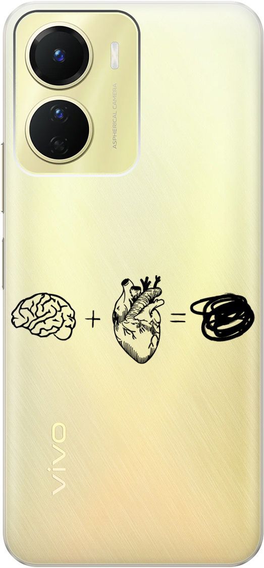 

Силиконовый чехол на Vivo Y16 с 3D принтом "Brain Plus Heart" прозрачный, Прозрачный;черный, 157758