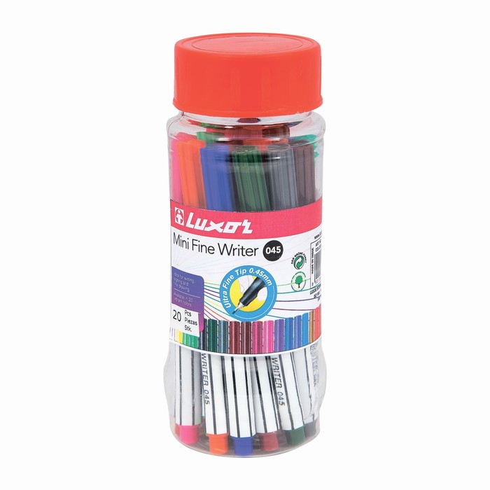 

Набор ручек капиллярных 20цв Luxor Mini Fine Writer 045 0,8 мм, пласт.банка 7120M/20J
