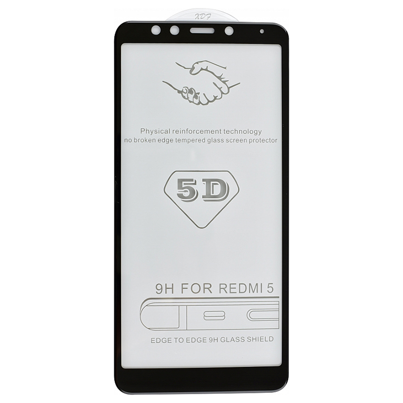 

Защитное стекло на Xiaomi Redmi 5, 5D, черный, X-CASE