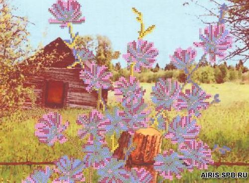 

Рисунок на канве для вышивки бисером NOVA SLOBODA 'Голубые цветочки', Бис3111, 35*26 см