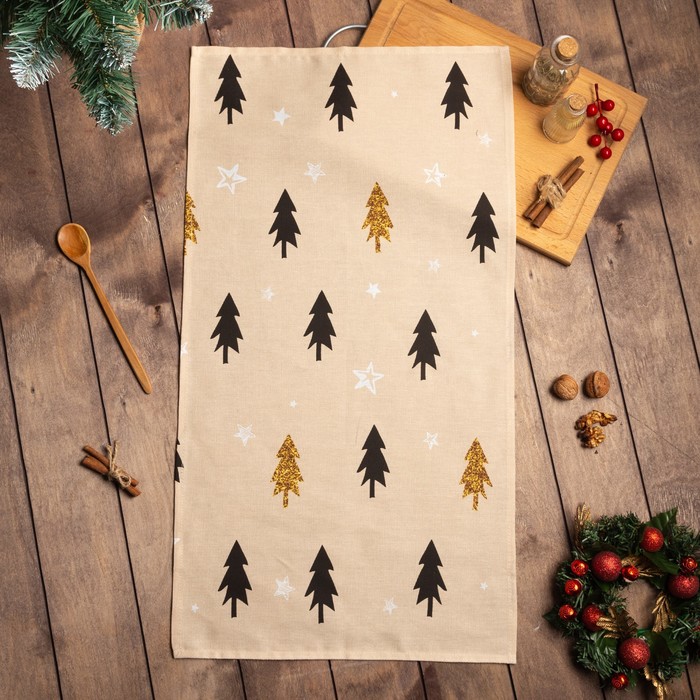 

Полотенце Доляна Christmas mood 40х70 , 100%хл, рогожка 164 г/м2, Бежевый