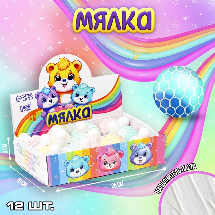 

Мялка-антистресс Funny toys Мишки 10112715-12p 12 шт, Разноцветный