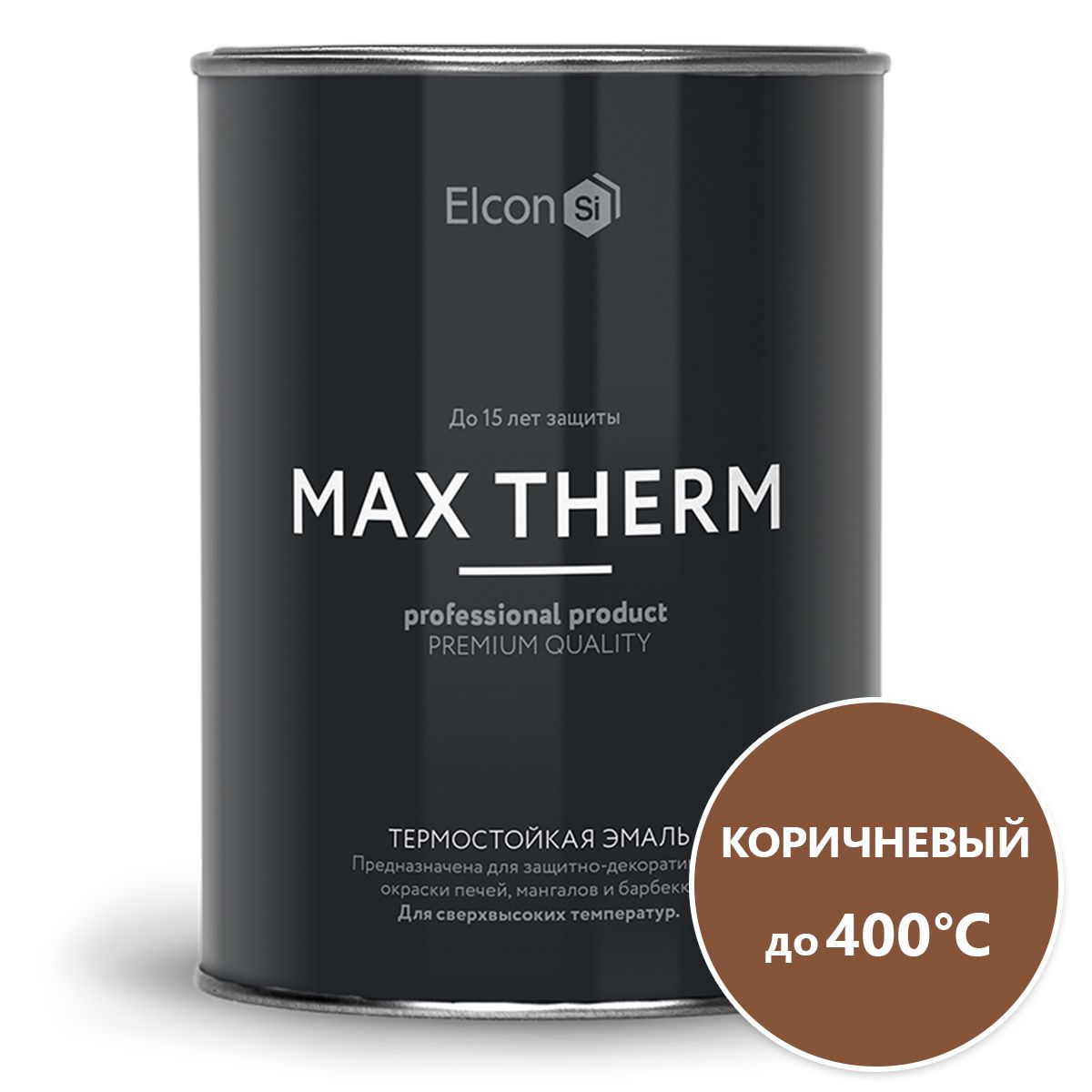 Краска Elcon термостойкая, до 400°С, коричневая, 800 г