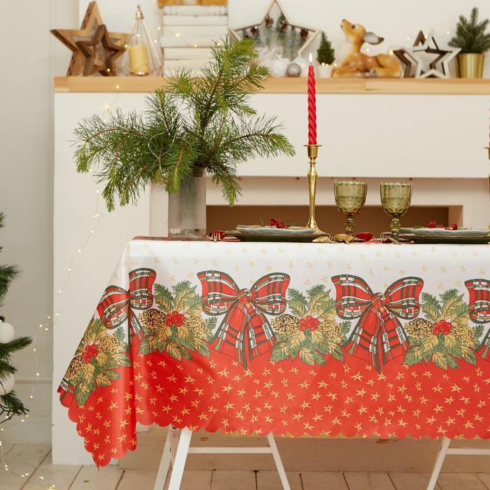 

Скатерть Доляна Счастливого Нового года 145x300 /- 2 , 100% п/э