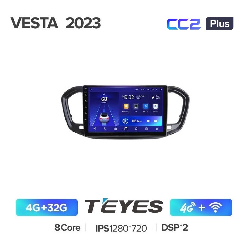 Автомобильная магнитола Teyes CC2 plus 4/32Гб Lada Vesta NG 2023 ANDROID 10