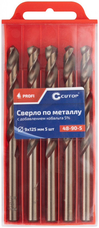 Сверло по металлу кобальтовое CUTOP PROFI 9 x 125 мм 5 шт 48-90-5