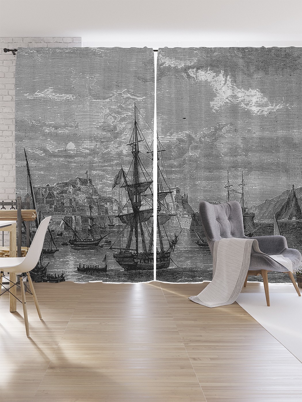 

Шторы под лён JoyArty "Корабли Петровского флота", серия Oxford DeLux, 340х265 см, Корабли Петровского флота