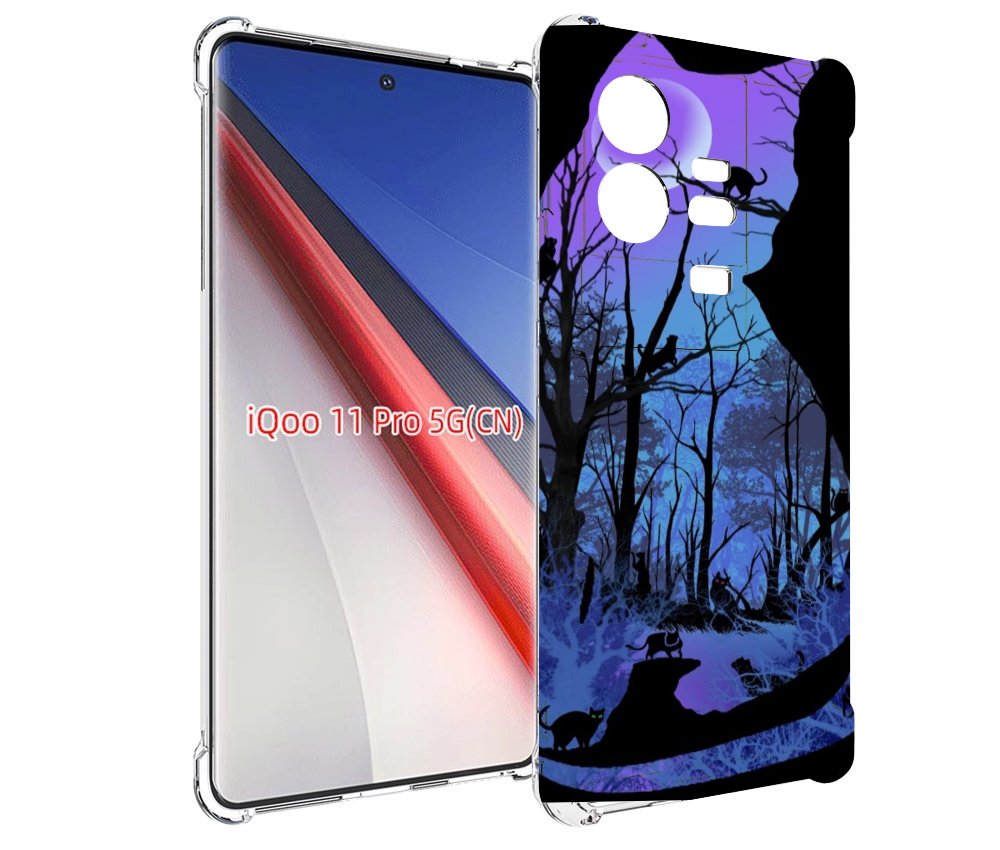 

Чехол бампер MyPads лес внутри кота для Vivo iQOO 11 Pro противо..., Прозрачный, Tocco