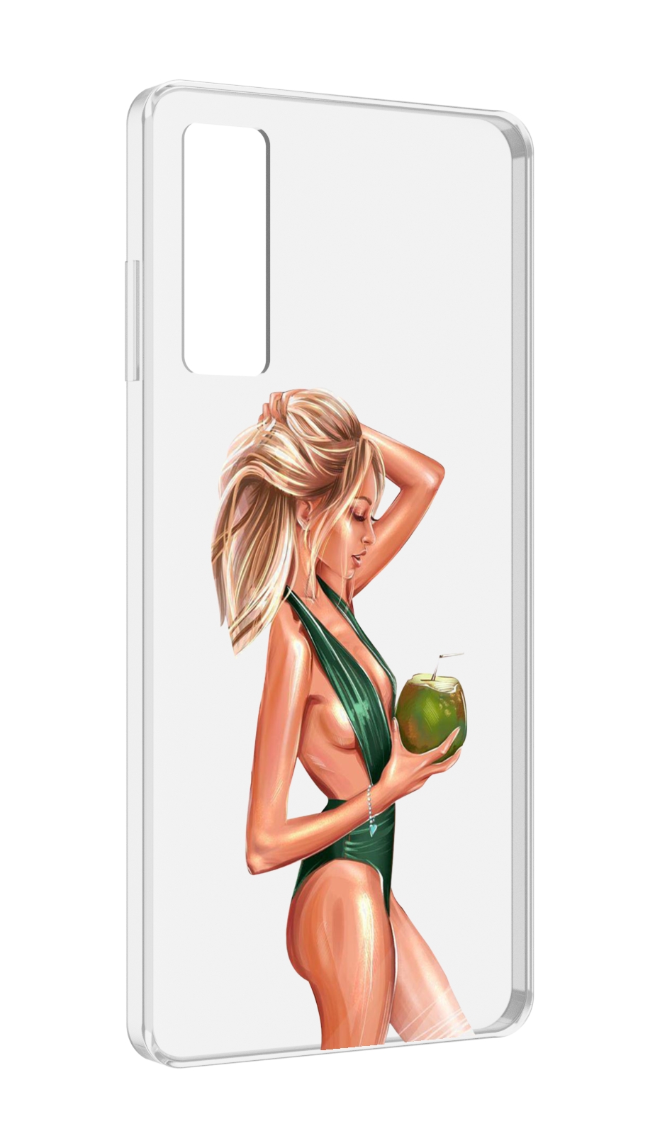 Чехол MyPads девушка-с-кокосом-в-зеленом-купальнике женский для TCL 20 5G