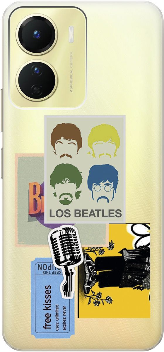 

Силиконовый чехол на Vivo Y16 с 3D принтом "Beatles Stickers" прозрачный, Прозрачный;бежевый, 157758