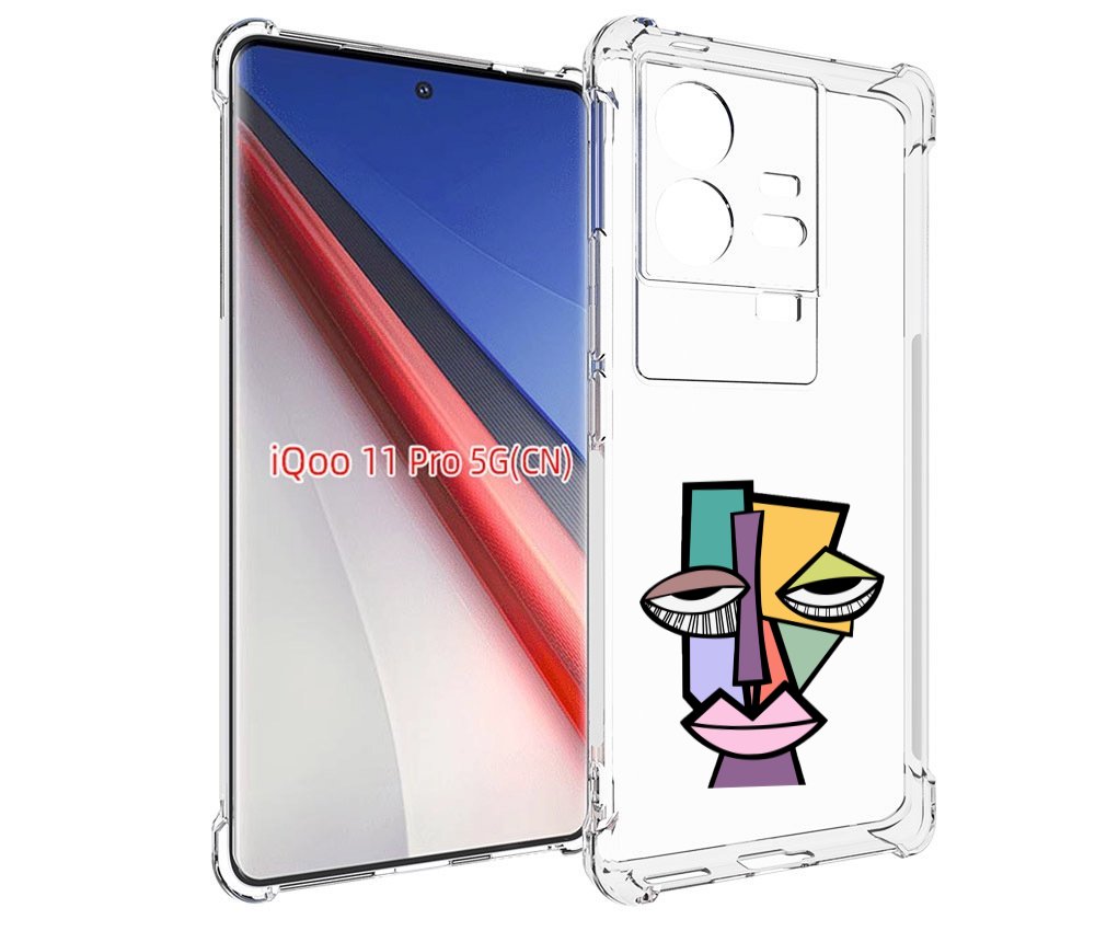 

Чехол бампер MyPads лицо из квадратиков с глазами женский для Vi..., Прозрачный, Tocco