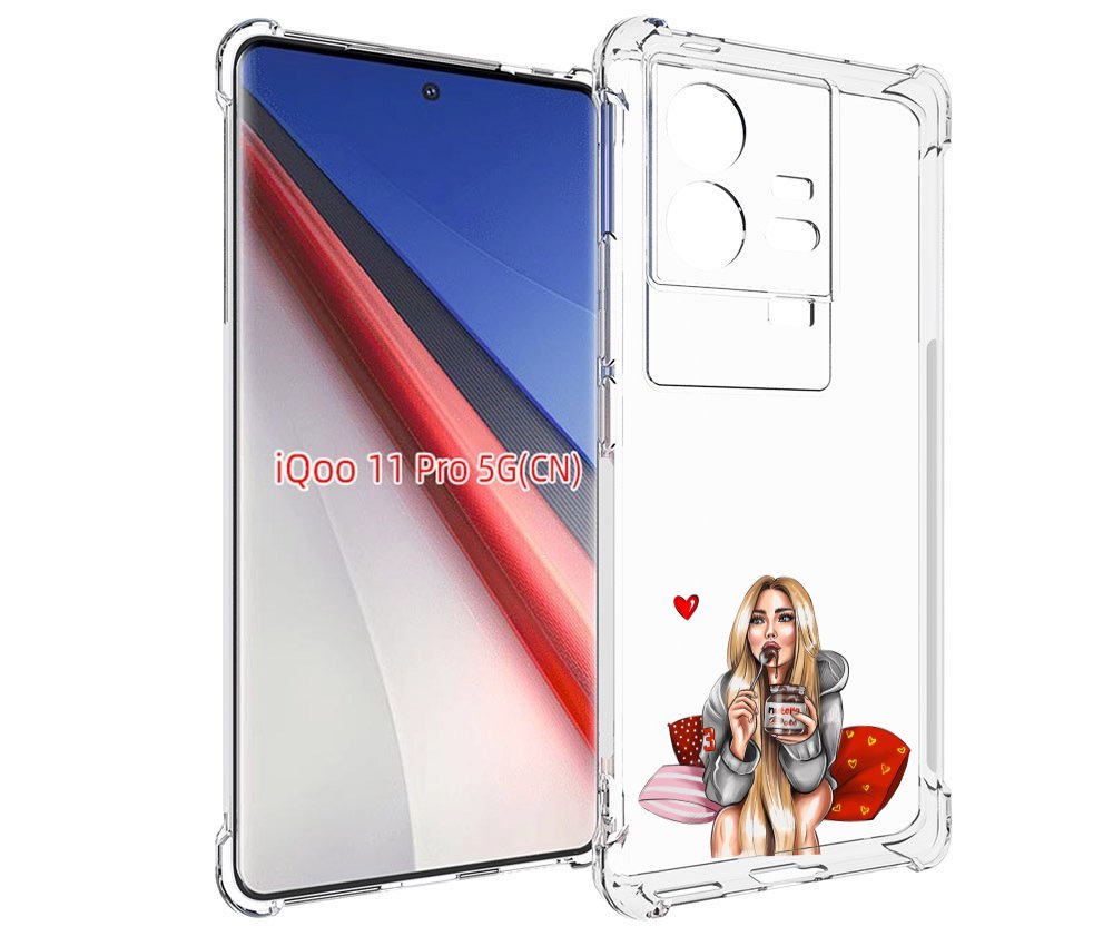 

Чехол бампер MyPads любительница-нутеллы женский для Vivo iQOO 1..., Прозрачный, Tocco