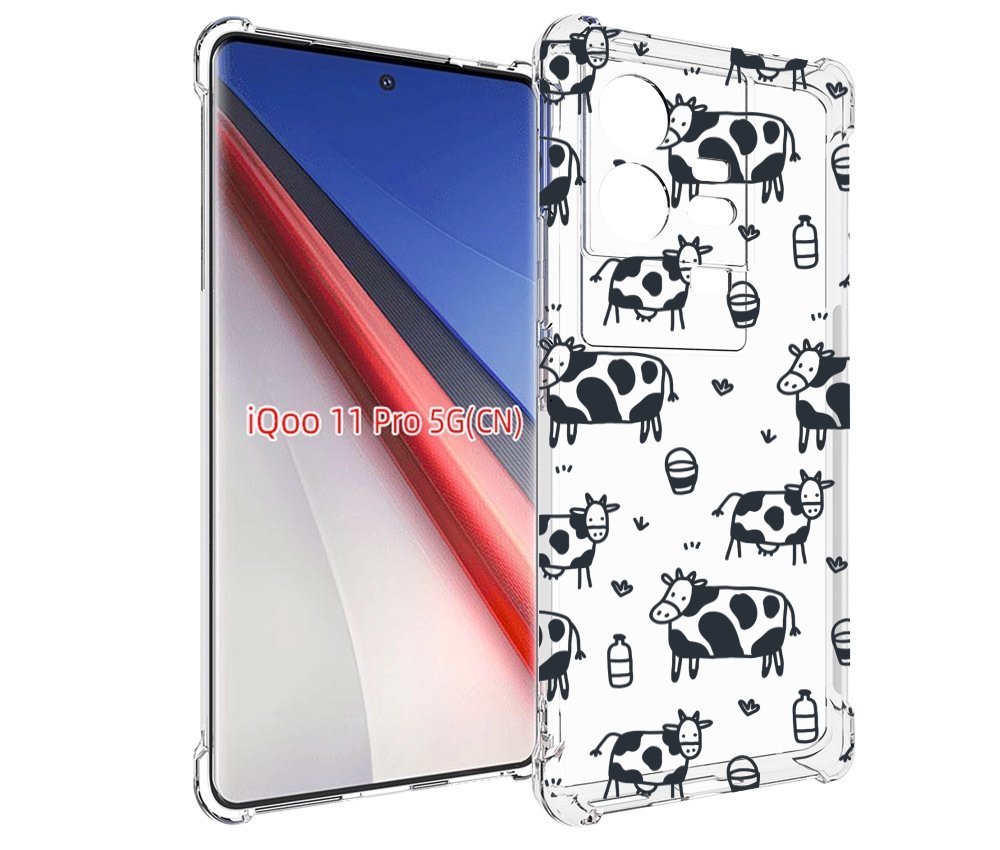 

Чехол бампер MyPads маленькие-коровки для Vivo iQOO 11 Pro проти..., Прозрачный, Tocco