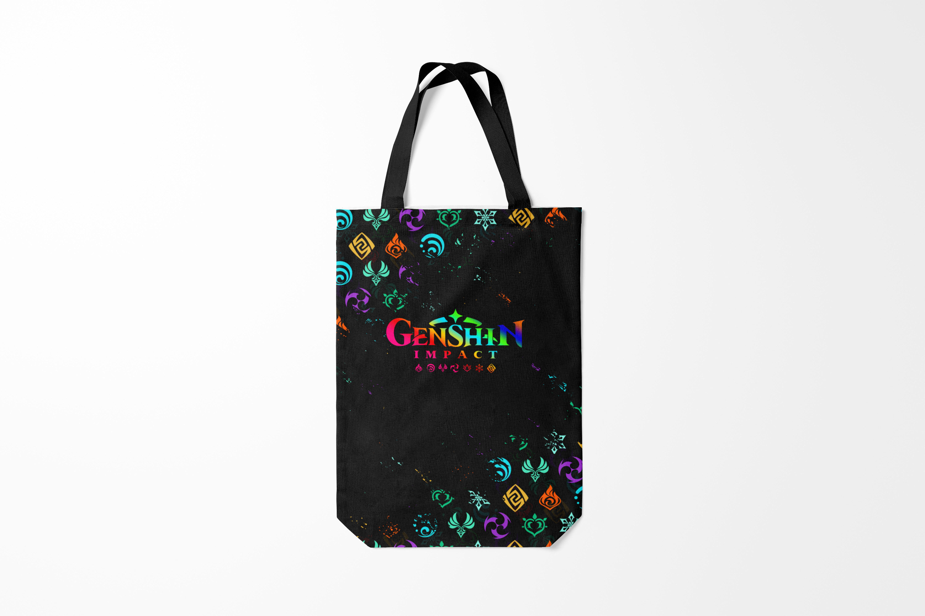 

Сумка шoппер унисекс Burnettie Genshin Impact NEON LOGO RAINBOW STYLE, черный, Genshin Impact NEON LOGO RAINBOW STYLE