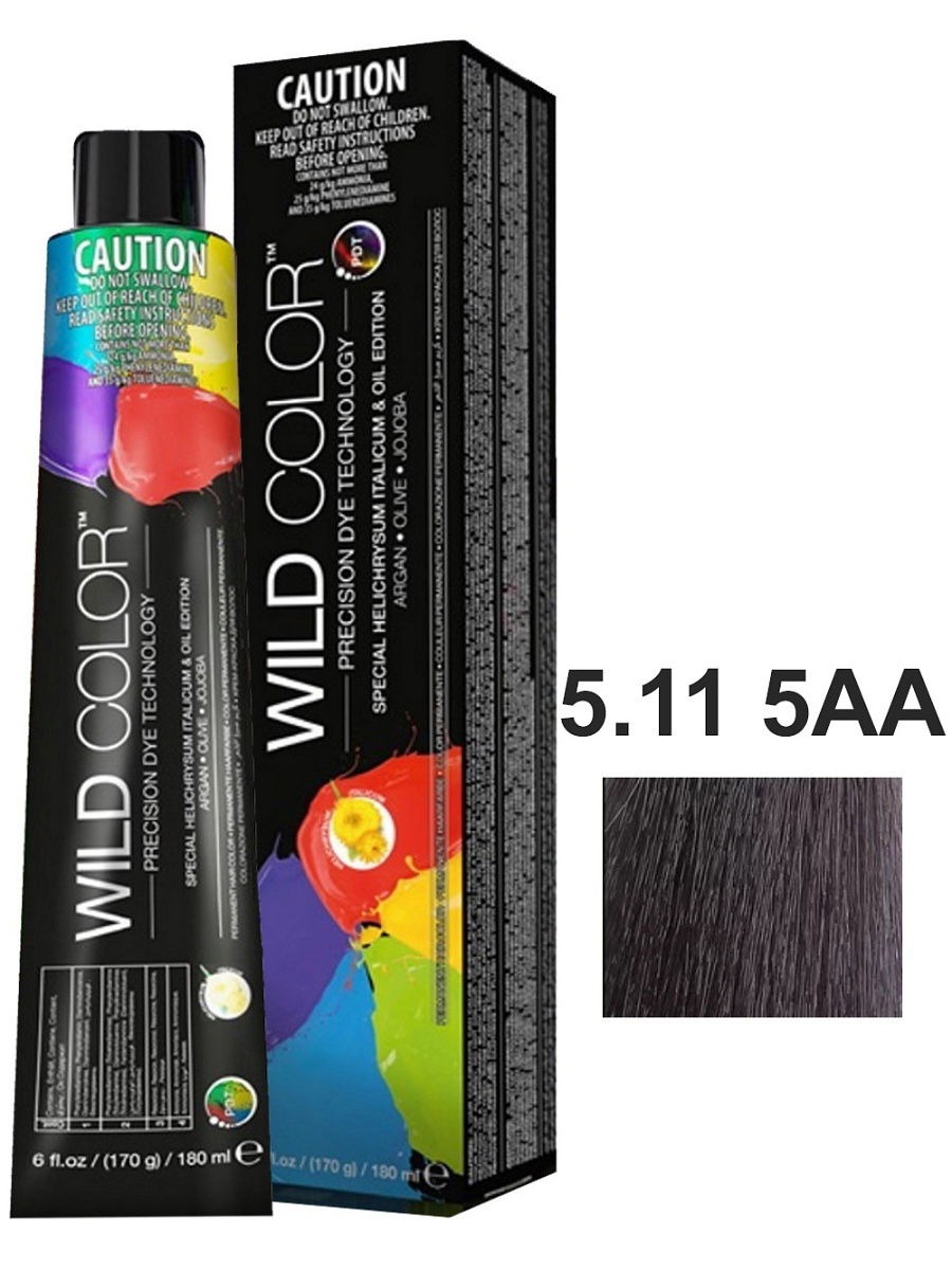 Краска для волос Wildcolor  5.11 5AA Интенсивно-пепельный светло-коричневый 180 мл краска для волос wildcolor 5 11 5aa интенсивно пепельный светло коричневый 180 мл