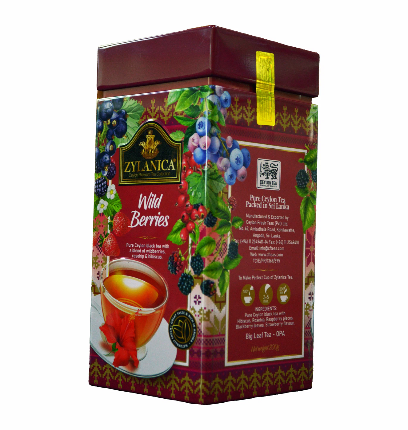 

Чай черный Zylanica листовой, Ceylon Premium Collection, Wild Berries, 200 г