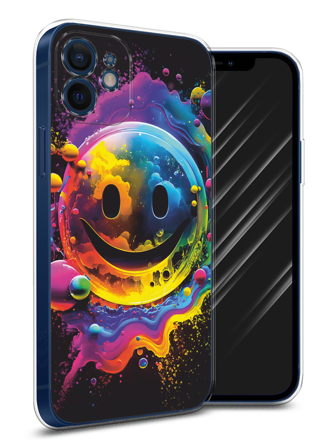 

Чехол Awog на Apple iPhone 12 Mini "Кислотный смайл", Фиолетовый;желтый;синий, 12650-1