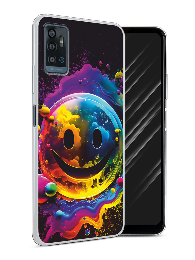 

Чехол Awog на ZTE Blade A71 "Кислотный смайл", Фиолетовый;желтый;синий, 134450-1