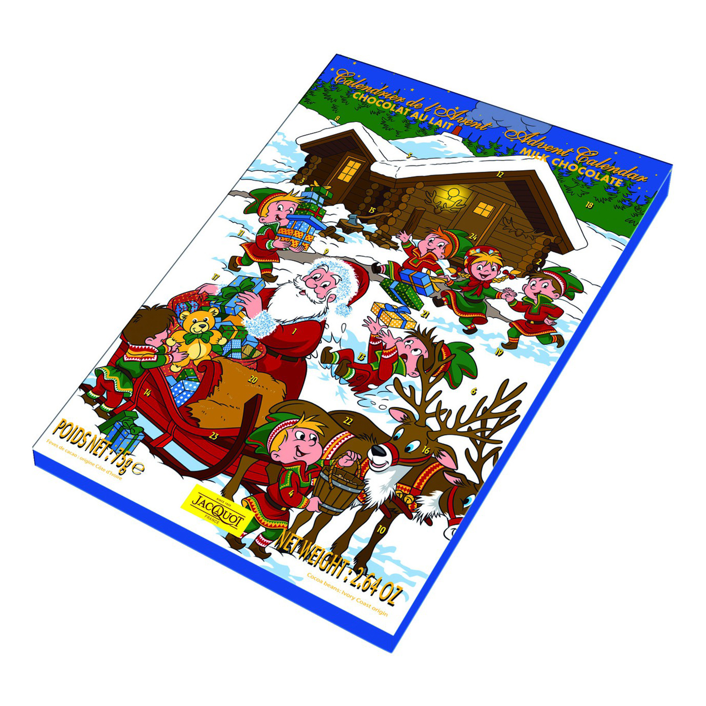 Шоколад Jacquot Адвент-календарь Санта-Клаус молочный 75 г