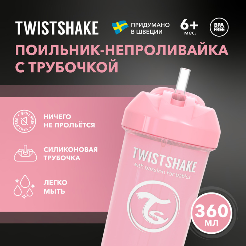 Детский поильник-непроливайка с трубочкой Twistshake Straw Cup, от 6 мес, 360 мл