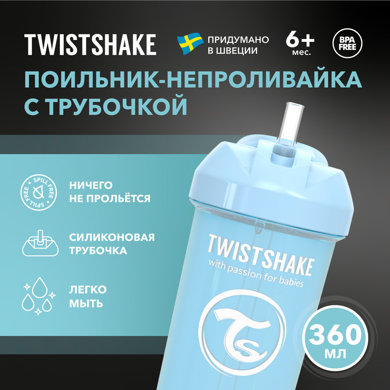 Детский поильник-непроливайка с трубочкой Twistshake Straw Cup, от 6 мес, 360 мл