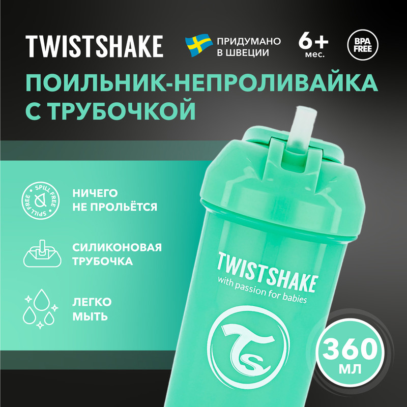 Детский поильник-непроливайка с трубочкой Twistshake Straw Cup, от 6 мес, 360 мл