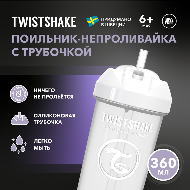 Детский поильник-непроливайка с трубочкой Twistshake Straw Cup, от 6 мес, 360 мл