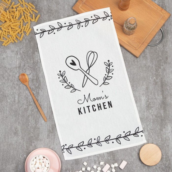 

Полотенце Доляна Mom's kitchen 35х60 , 100% хл, вафля 160 г/м2, Белый