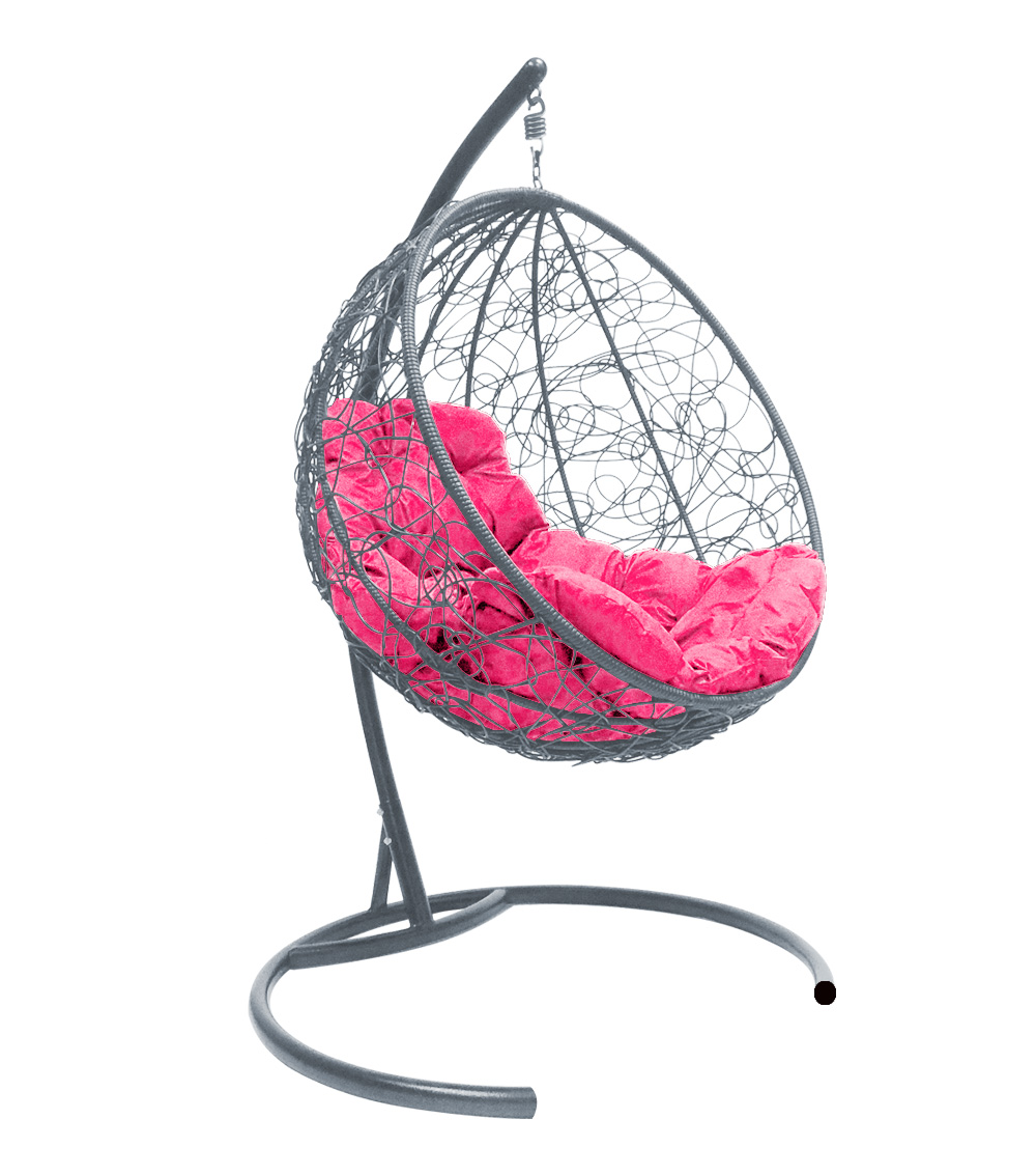 фото Подвесное кресло коричневый m-group круглый ротанг 11050208 розовая подушка