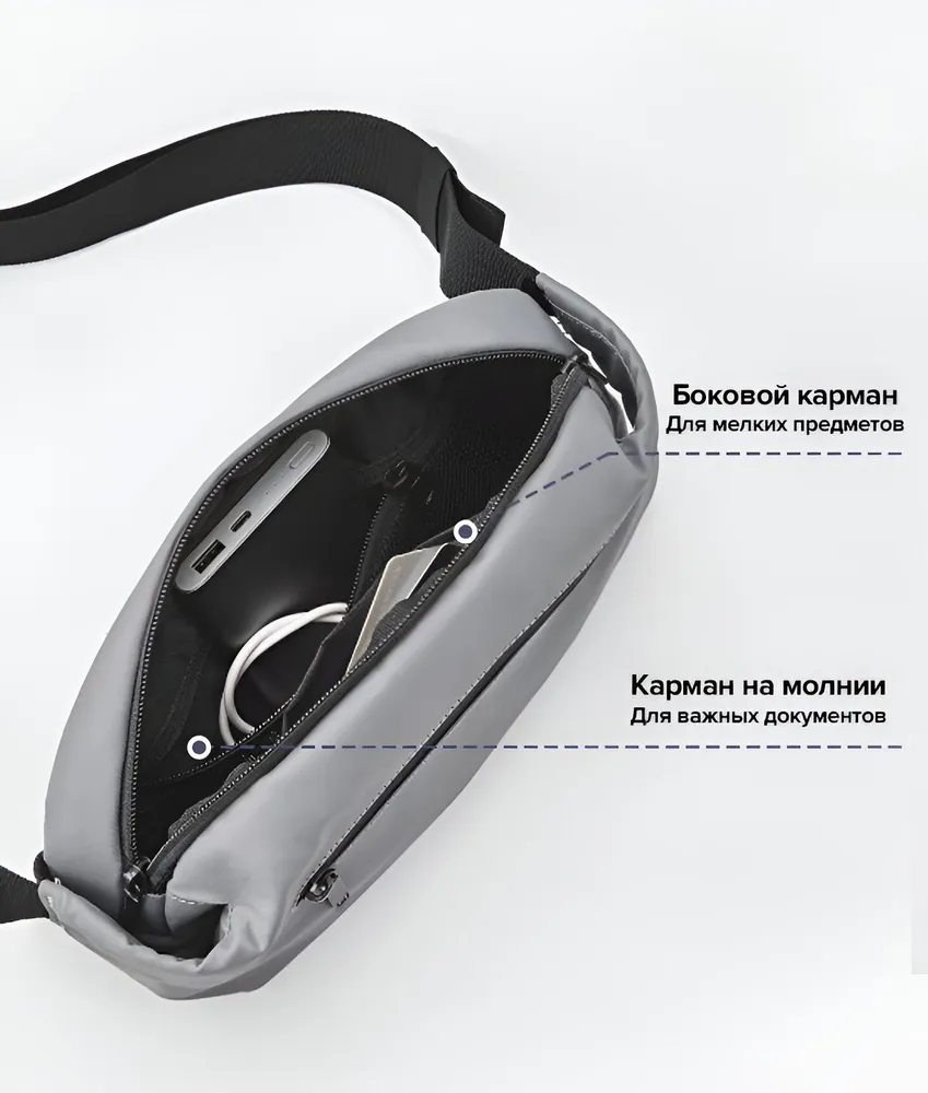 

Поясная сумка унисекс Ninetygo Fashion Casual Waist Bag, серый, Fashion Casual Waist Bag