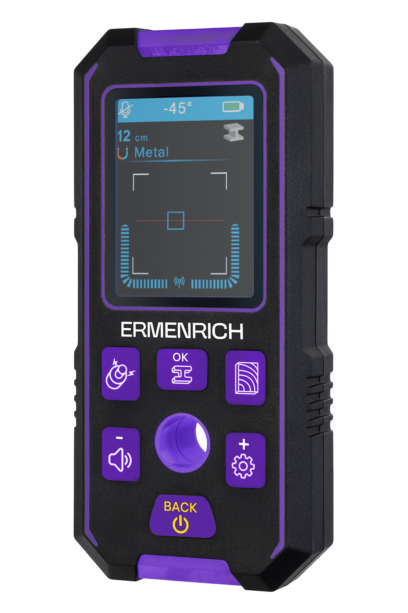 Детектор скрытой проводки Ermenrich Ping SM70 83841, фиолетовый