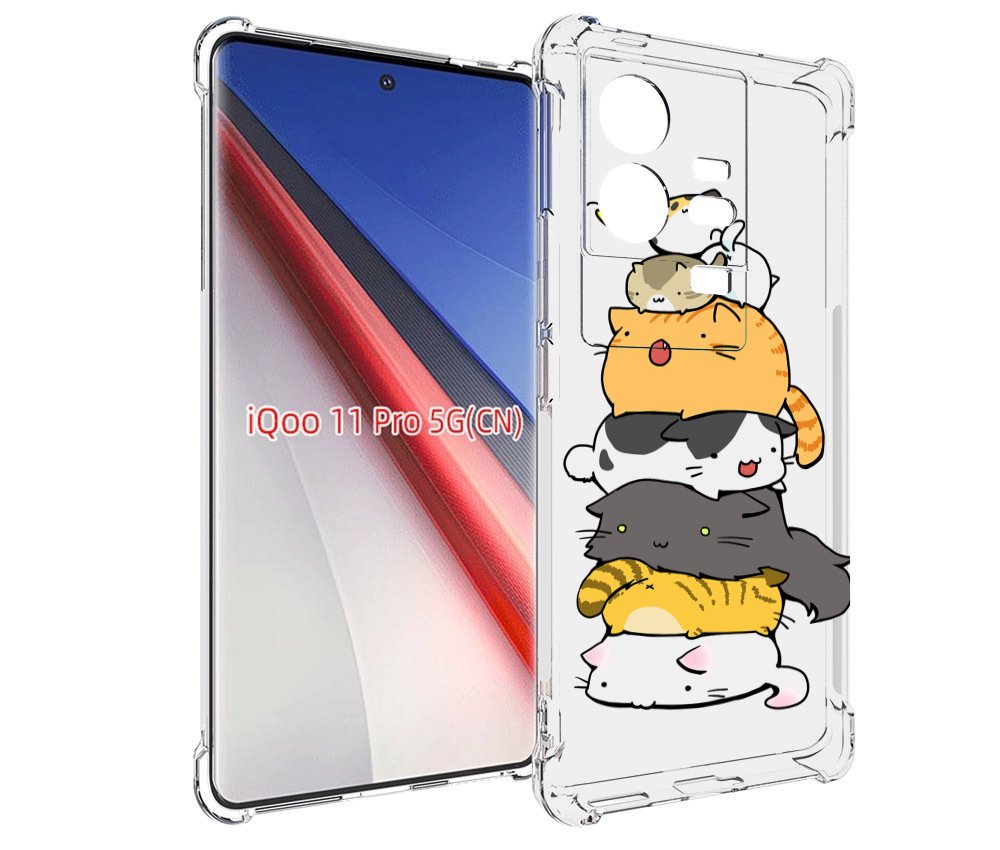 

Чехол бампер MyPads много-маленьких-котиков для Vivo iQOO 11 Pro..., Прозрачный, Tocco