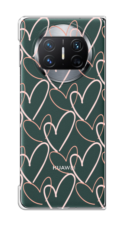 

Чехол на Huawei Mate X3 "Узор из сердечек", Розовый;бежевый, 6122450-1