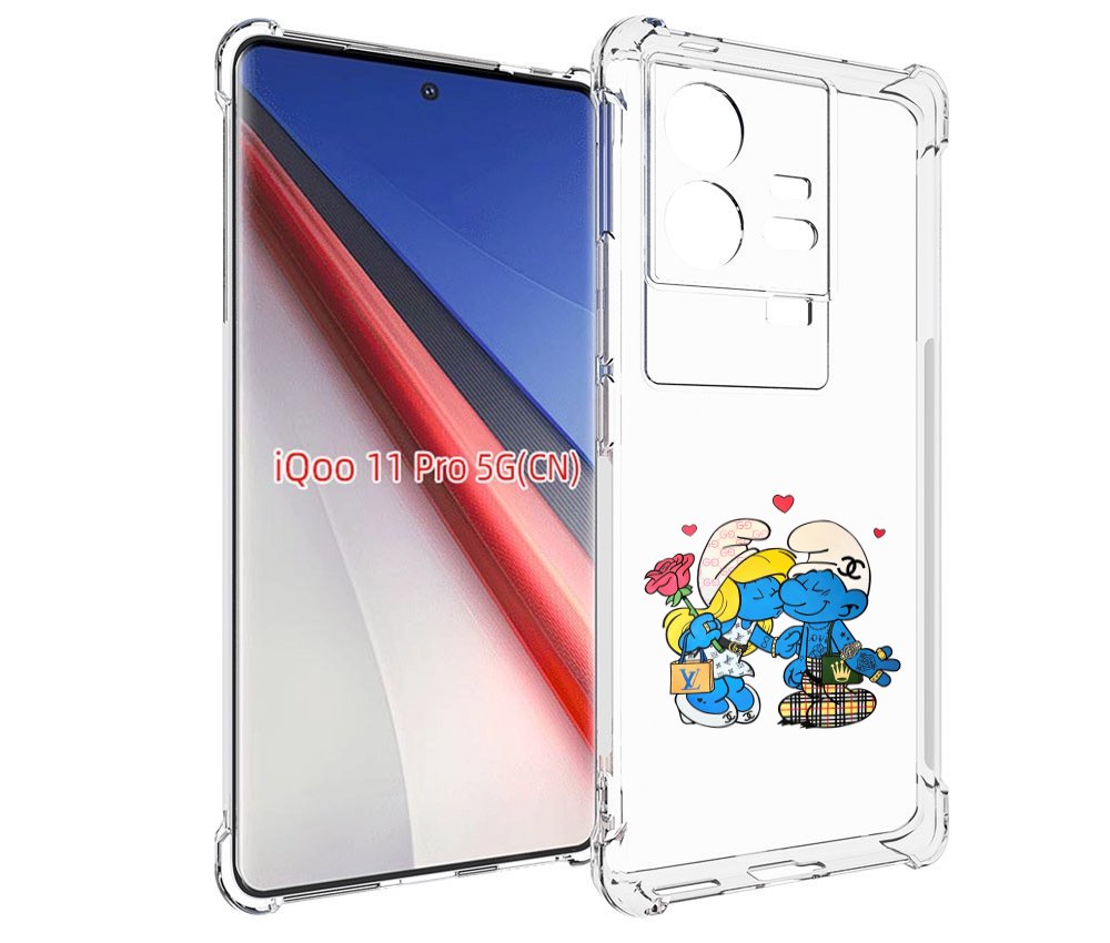 

Чехол бампер MyPads модные-смурфики для Vivo iQOO 11 Pro противо..., Прозрачный, Tocco