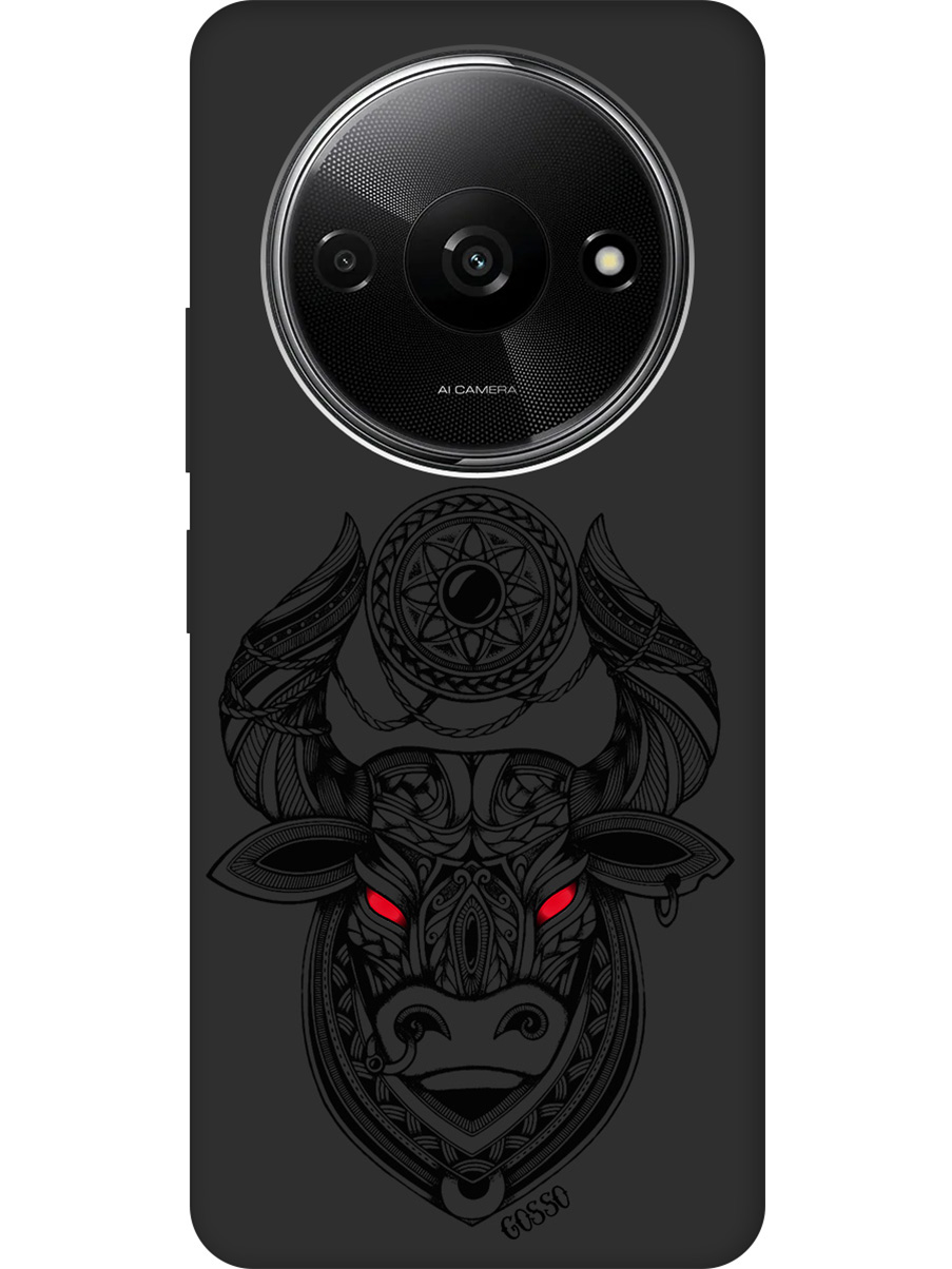 

Силиконовый чехол на Xiaomi Redmi A3 с рисунком "Grand Bull" Soft Touch черный, Черный;красный, 20012119