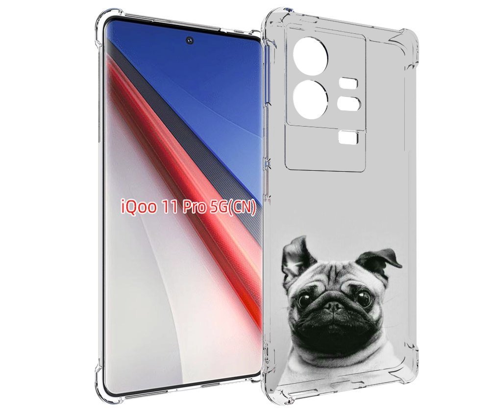 

Чехол бампер MyPads мопс для Vivo iQOO 11 Pro противоударный, Прозрачный, Tocco